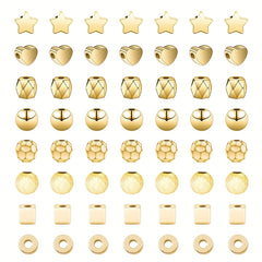 Gold Spacer Beads for DIY Jewelry Making - 100-400pcs Heart Star Round Square
