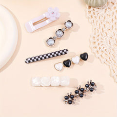 6pcs Checkered Flower Hair Clips Bobby Pins Non Slip Hair Accessories