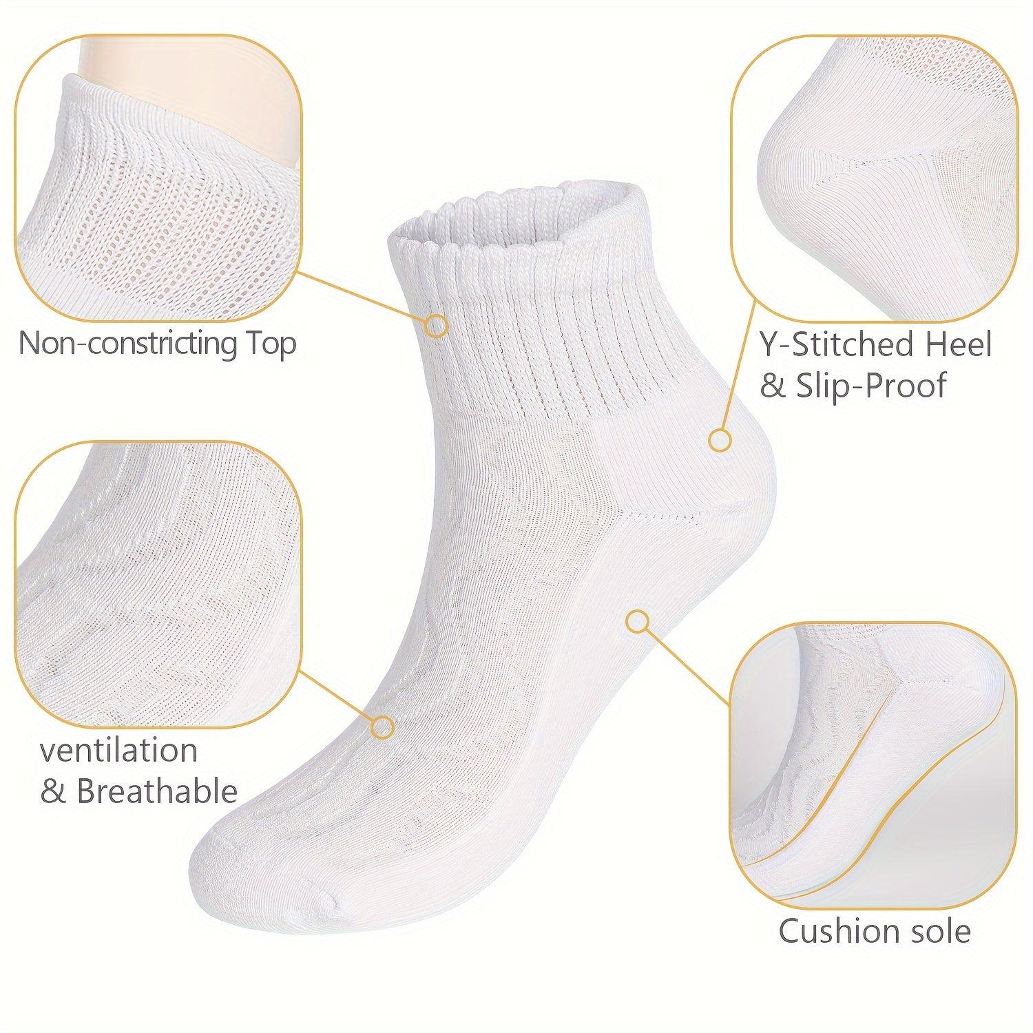 4 6 Pair Extra Wide Diabetic Ankle Socks Bamboo Breathable Seamless Toe Socks