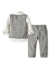4pcs Baby Toddler Boys Gentleman Bowtie Outfits Long Sleeve Suit