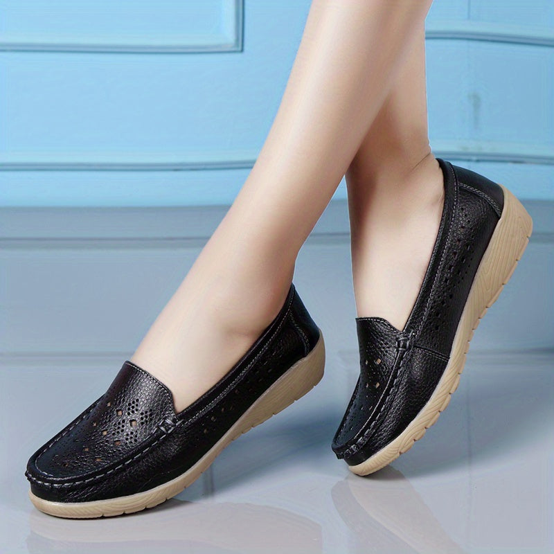 Women's Wedge Heeled Loafers Slip on Casual Shoes
