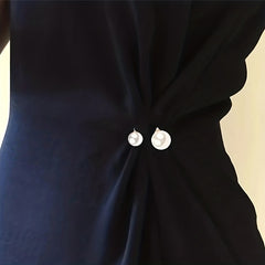 Faux Pearl Pin Buckle Waist Brooch for Clothes Skirt Pants