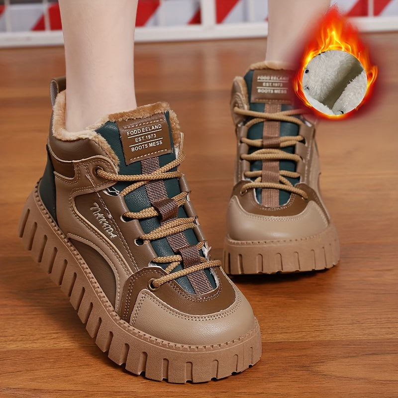 Women's Plush Winter High Top Board Shoes Height Increased Sneakers