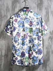 Men's Floral Print Short Sleeve Hawaii Shirt for Summer Vacation