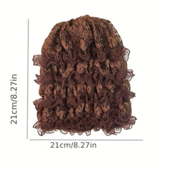 Lace Ruffles Turban Cap Head Wrap Bonnet Solid Chemo Hats