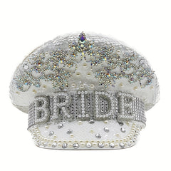 Bride Hat with Rhinestones & Pearls for Bachelorette Party
