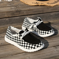 Breathable Checkerboard Loafers Lightweight Canvas Sneakers