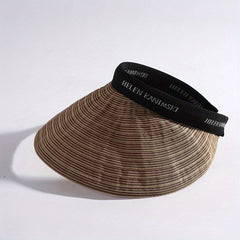 Striped Ponytail Visor Hat Foldable Headband Casual Sun Hats