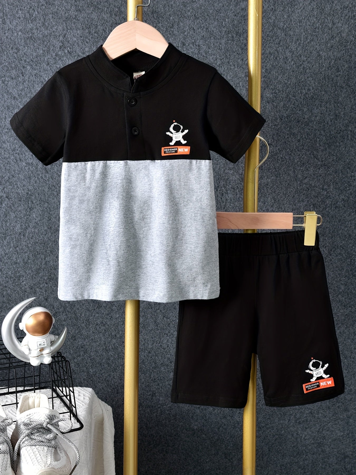 Boys Astronaut Outfit Short Sleeves Polo Shirt & Shorts
