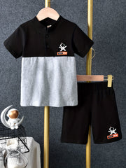 Boys Astronaut Outfit Short Sleeves Polo Shirt & Shorts