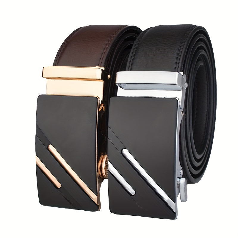 Men's Leather Belt Automatic Buckle Business Belt