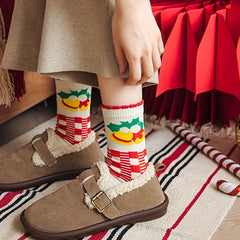 5 Pairs Christmas Print Socks Women's Mid Tube Stockings