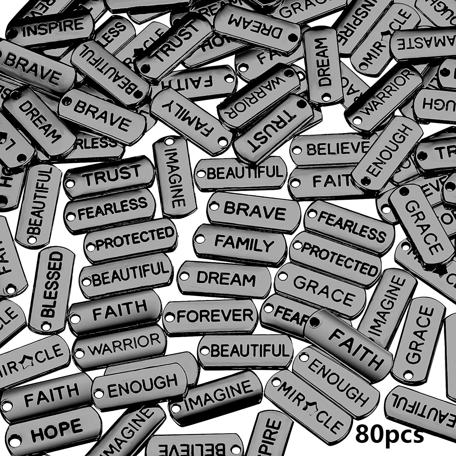 80pcs Word Charms Pendants for DIY Jewelry Making