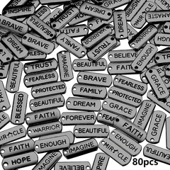 80pcs Word Charms Pendants for DIY Jewelry Making