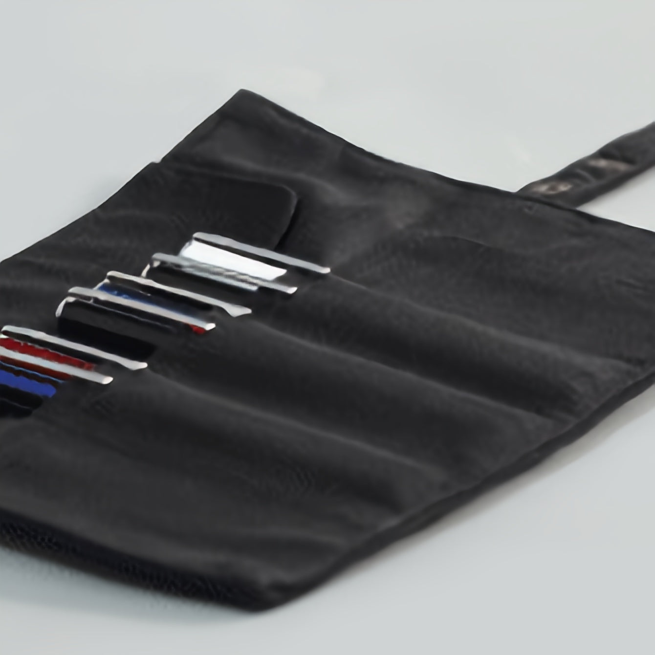 Snap Button Pen Curtain Roll Pen Bag Canvas Folding Stationery Bag