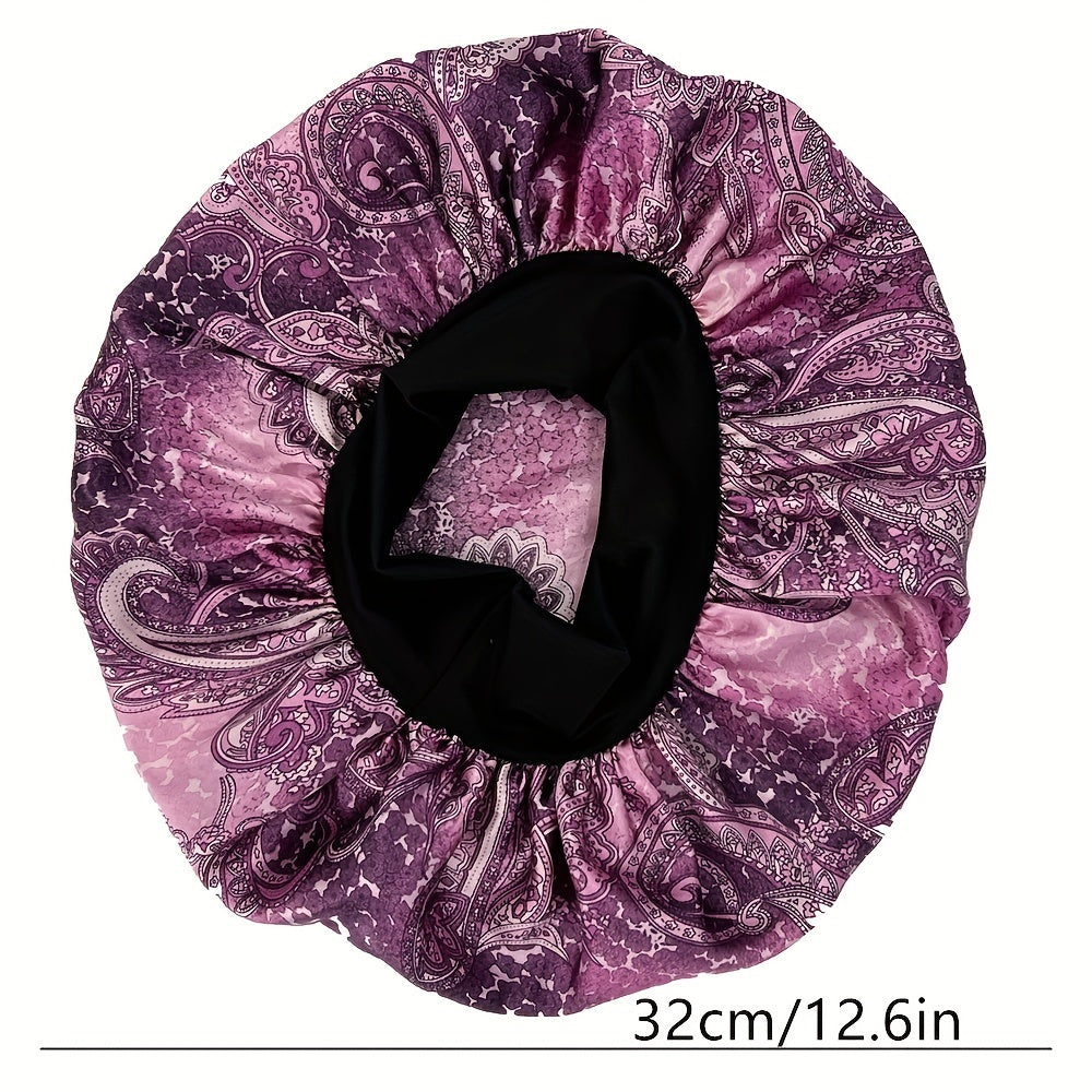 Paisley Print Satin Bonnet for Women, Soft Night Cap
