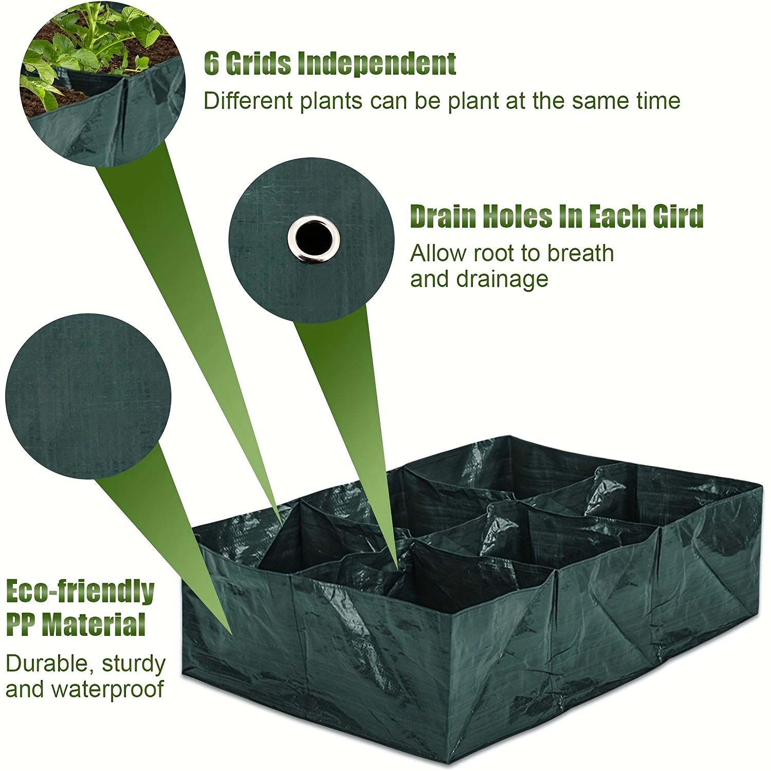1pc Elevated Garden Flowerpot Fabric Bed 6 Mesh Raised Vegetable Growth Bags
