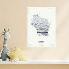 Wisconsin Letter Map Sticker - Kids Modern Font Art