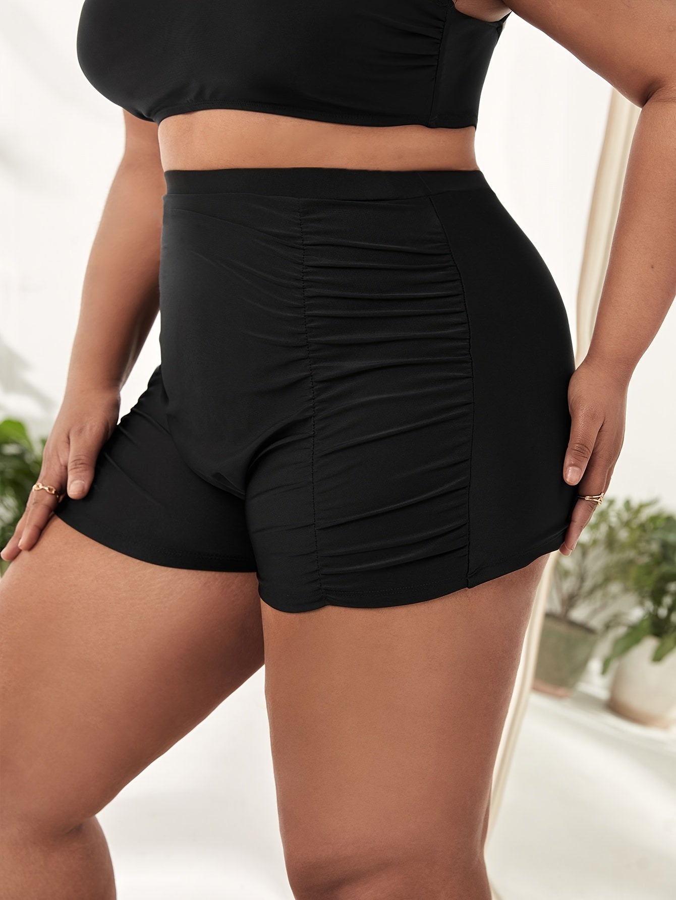  Ruched High Waist Tummy Control Beach Shorts