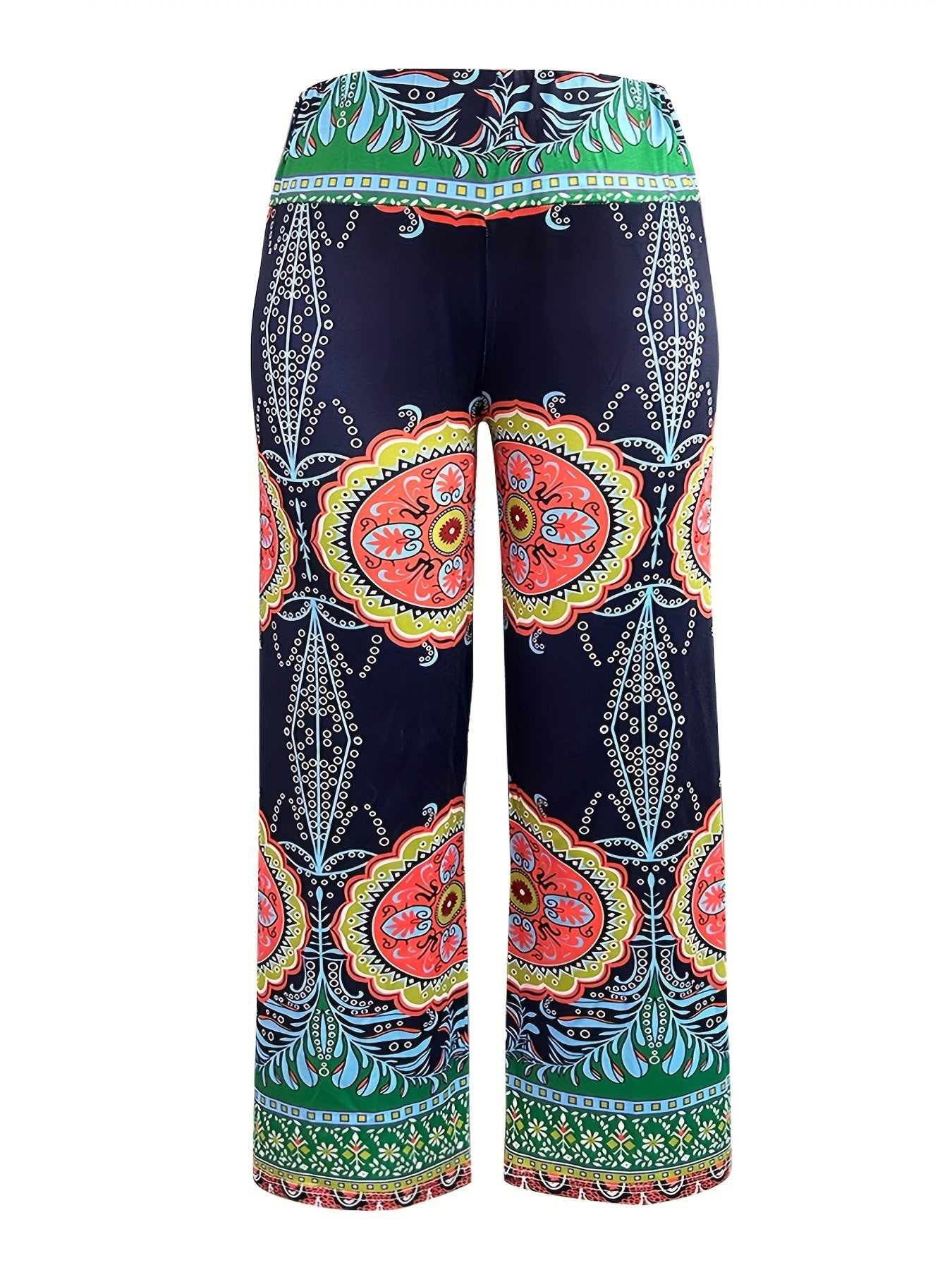  Geometric Print High Waist Yoga Wide Leg Pants