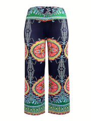  Geometric Print High Waist Yoga Wide Leg Pants