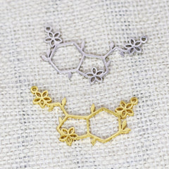 Serotonin Molecule Flower Charm Pendant Stainless Steel