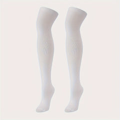Solid Thigh High Socks Warm Over The Knee Socks Women's Stockings