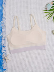 Seamless Girl Underwear Set: Fixed Cup, Matching Small Strap
