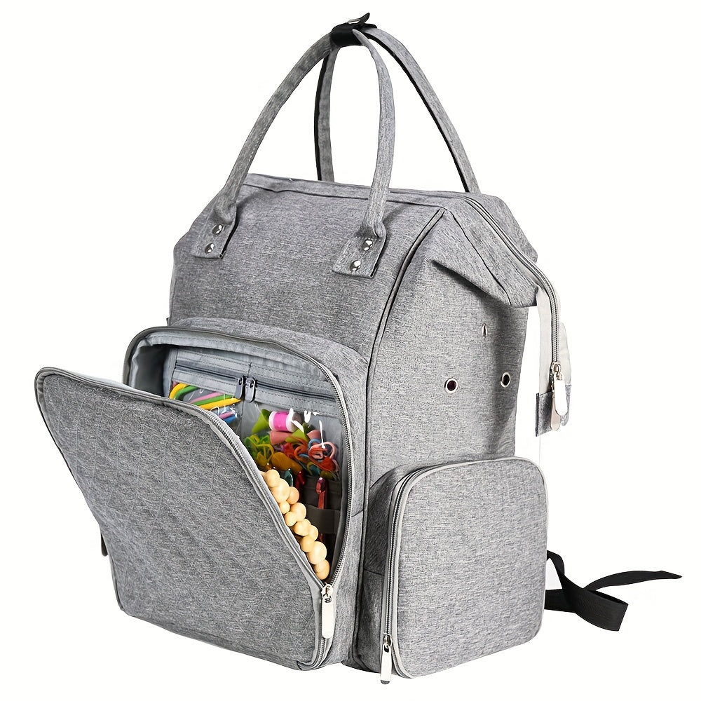 Gray Purple Crochet Storage Backpack Large Yarn Storage Organizer