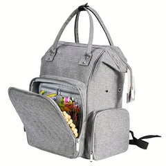 Gray Purple Crochet Storage Backpack Large Yarn Storage Organizer