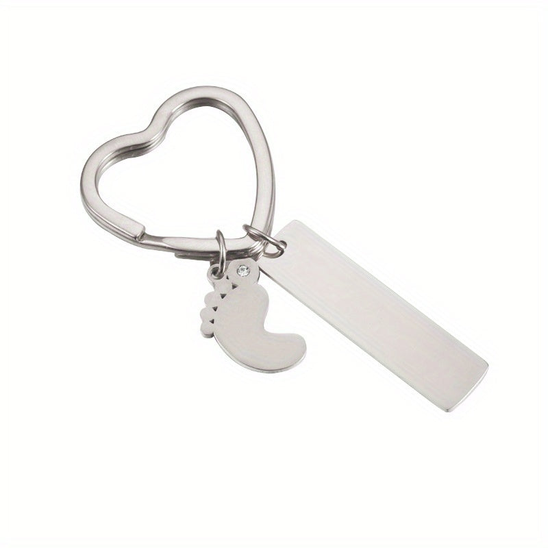 Personalized Stainless Steel Key Chain with Foot Bar Pendant