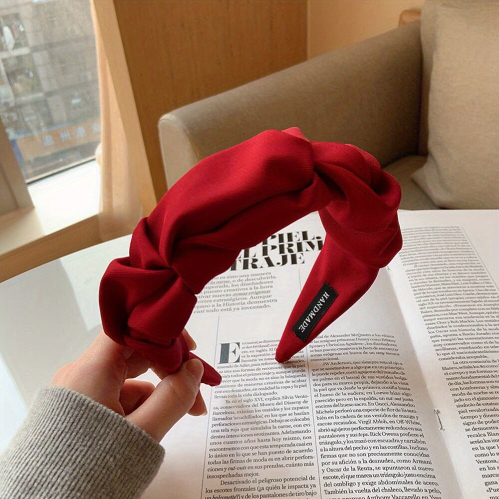 Ruffled Headbands For Women Solid Fabric Wide Hairbands