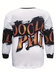 Women's Letter Print Long Sleeve Fitness Top