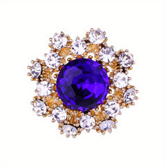 Mini Snowflake Brooch Men's Suit Collar Pin Red Rhinestone Flower