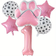 6pcs Dog Paw Bone Foil Balloons - Let's Pawty Balloon