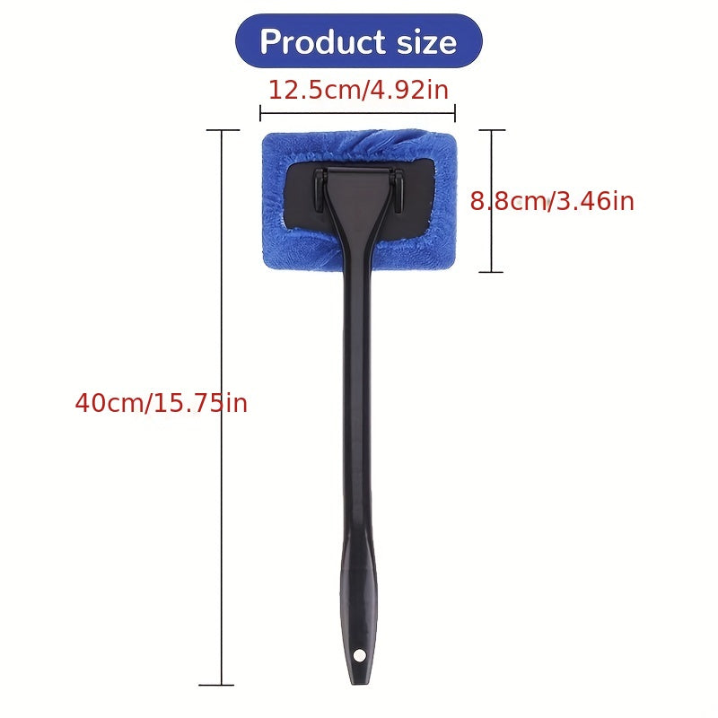 2pcs Car Window Cleaner Brush Kit Inside Interior Auto Glass Wiper Long Handle