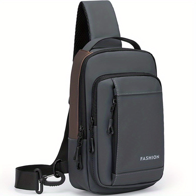 Men's Nylon Crossbody Bag USB Charging Anti-theft Diagonal Shoulder Bag