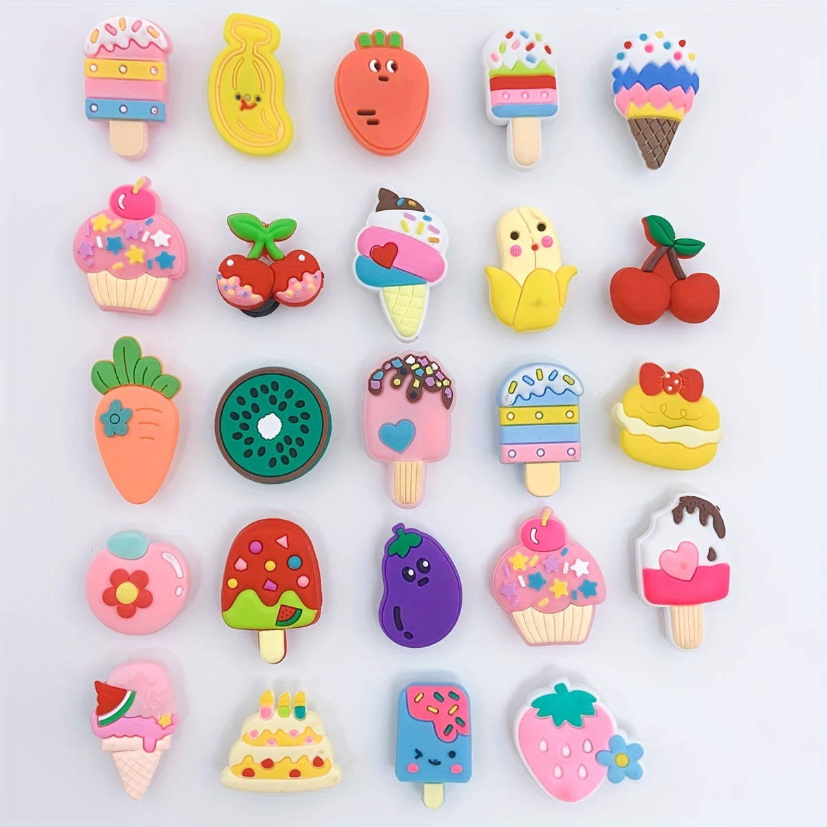 25pcs Cartoon Ice Cream Shoe Charm Resin Shoe Buckle DIY Accessories