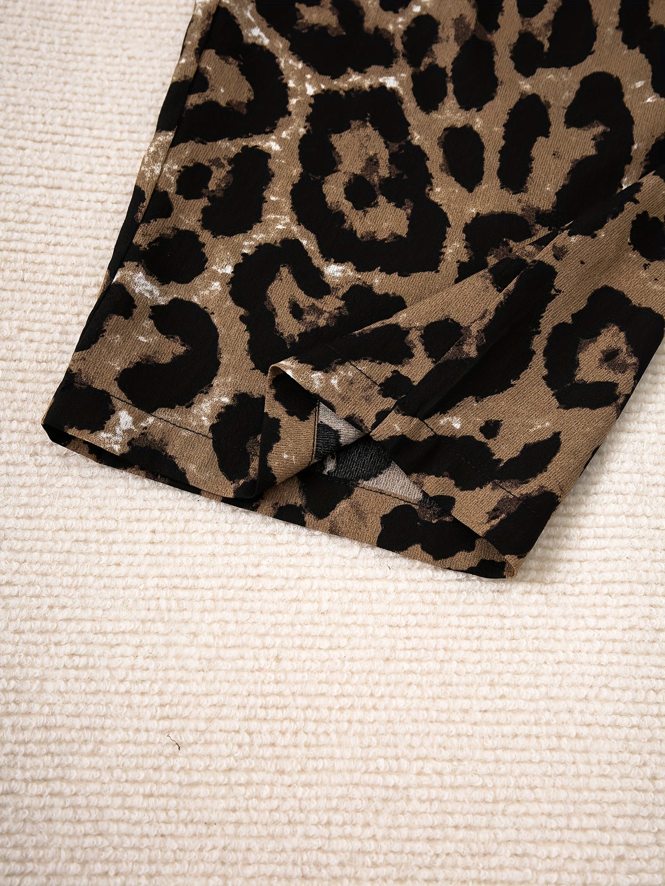  Leopard Print High Rise Wide Leg Pants