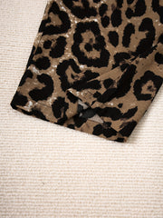  Leopard Print High Rise Wide Leg Pants