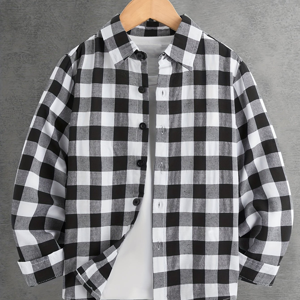 Boys Plaid Lapel Shirts Long Sleeve Button Down Tops Spring Fall Outwear
