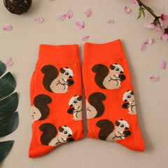Cute Squirrel Print Socks Women's Stockings