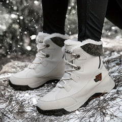 Thick Sole Snow Boots Round Toe Flat Lace Up Snow Shoes