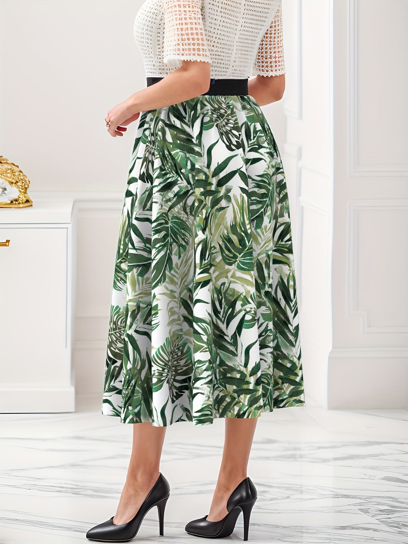  Tropical Print Maxi Skirt