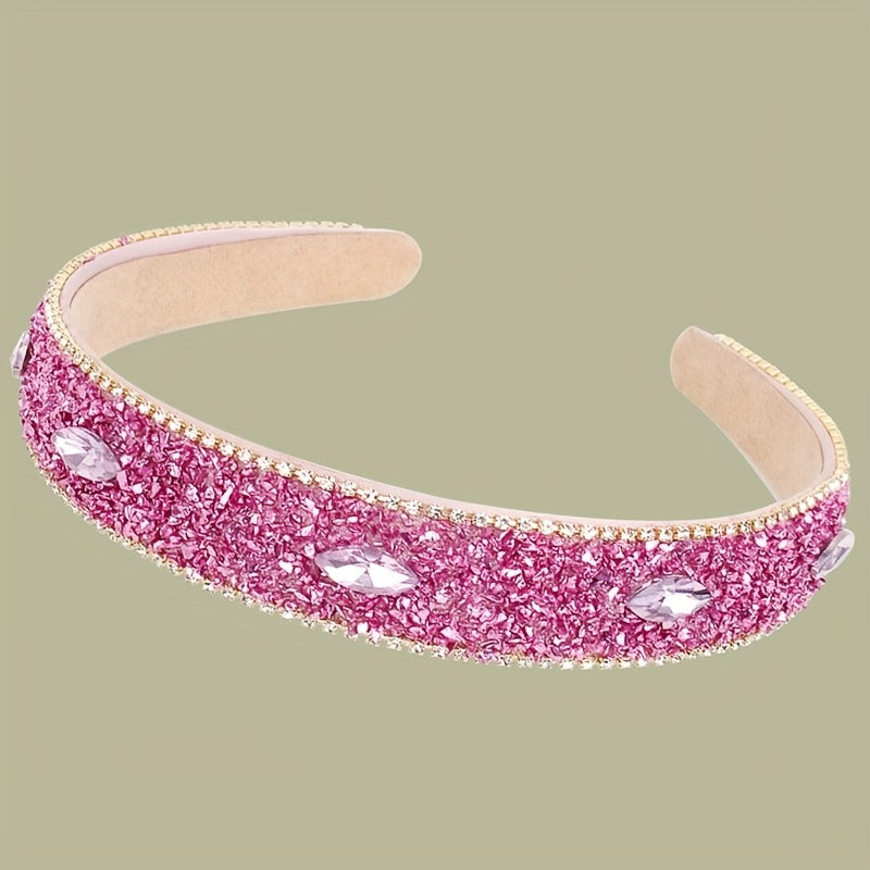 Baroque Rhinestone Headband Glitter Head Hoop Colorful Headdress