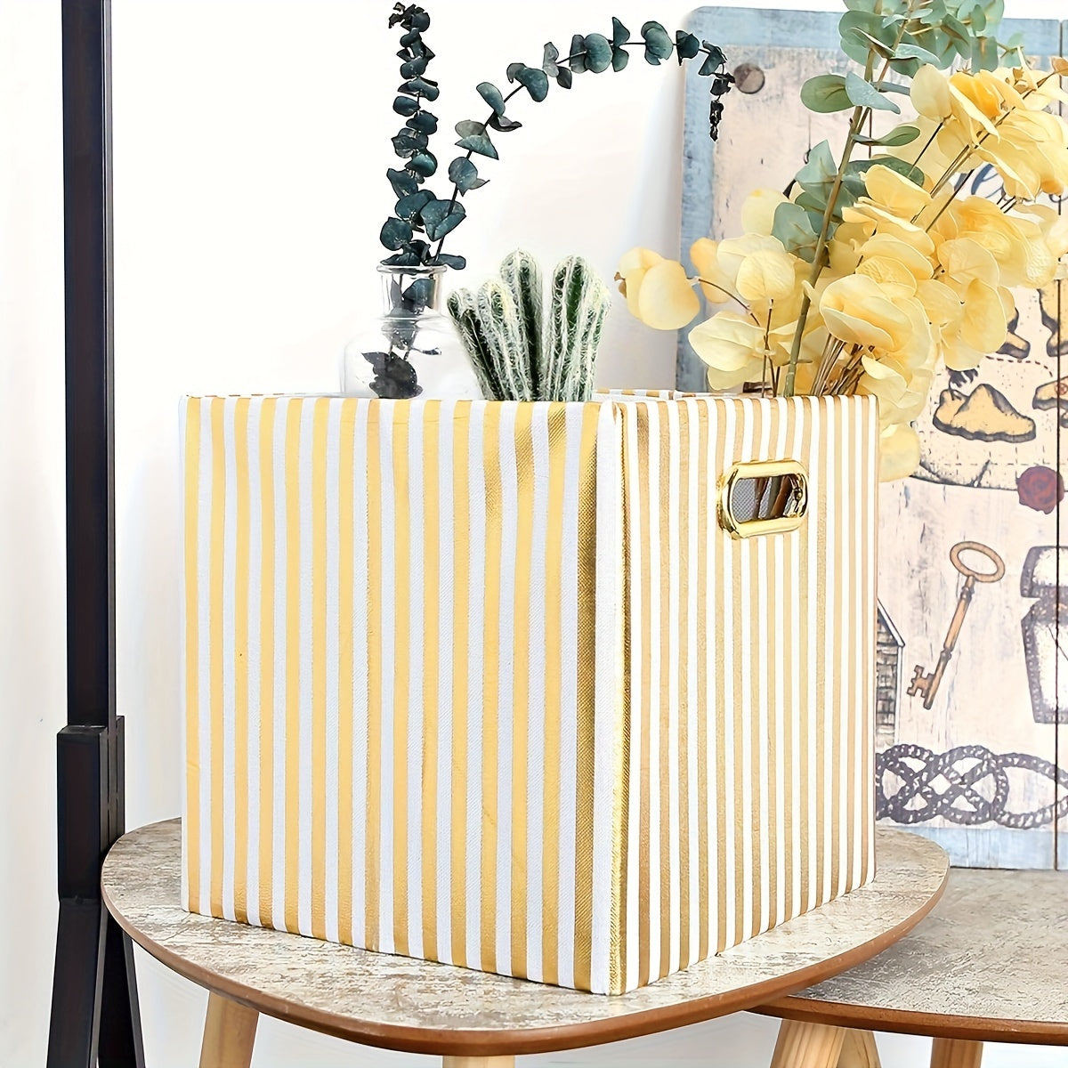 2pcs Non-woven Storage Box Metal Handle For Finishing Clothes Toys Sundries