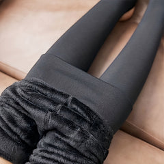 Plush Lined Tights Opaque Thermal Pants High Waisted Elastic Leggings