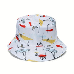 Alien Bucket Hat Cartoon Print Casual Basin Lightweight Sunscreen Cap