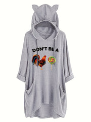  Women's Funny Chicken & Lollipop Print Cat Hoodie Dress