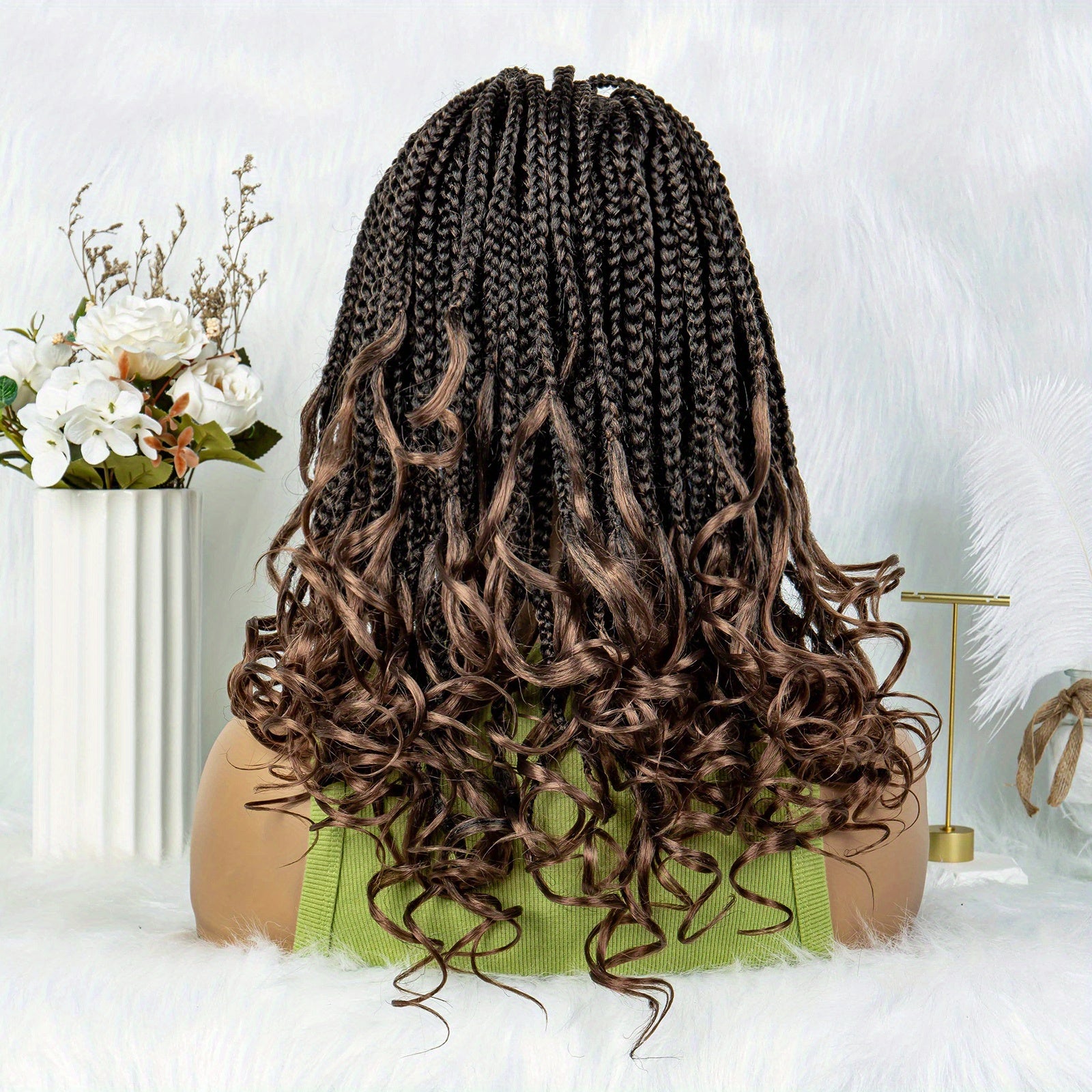 Long Braids Curly Ends Lace Wig 180 Density